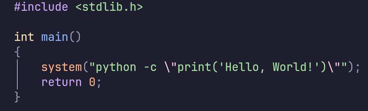 data_cyborg's tweet image. Someone told me C is faster, did I do it right? (Im a python dev btw)
 #programminghorror
 #meme
