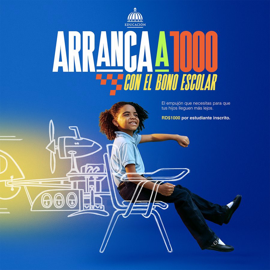 ¡Porque cuando tus hijos están listos para arrancar, tú también lo estás!

Este nuevo año escolar llega con el Bono Escolar de RD$1,000, para que tus pequeños empiecen la carrera con todo lo que necesitan.

Recíbelo por un código vía SMS a través de Remesas Banreservas, que