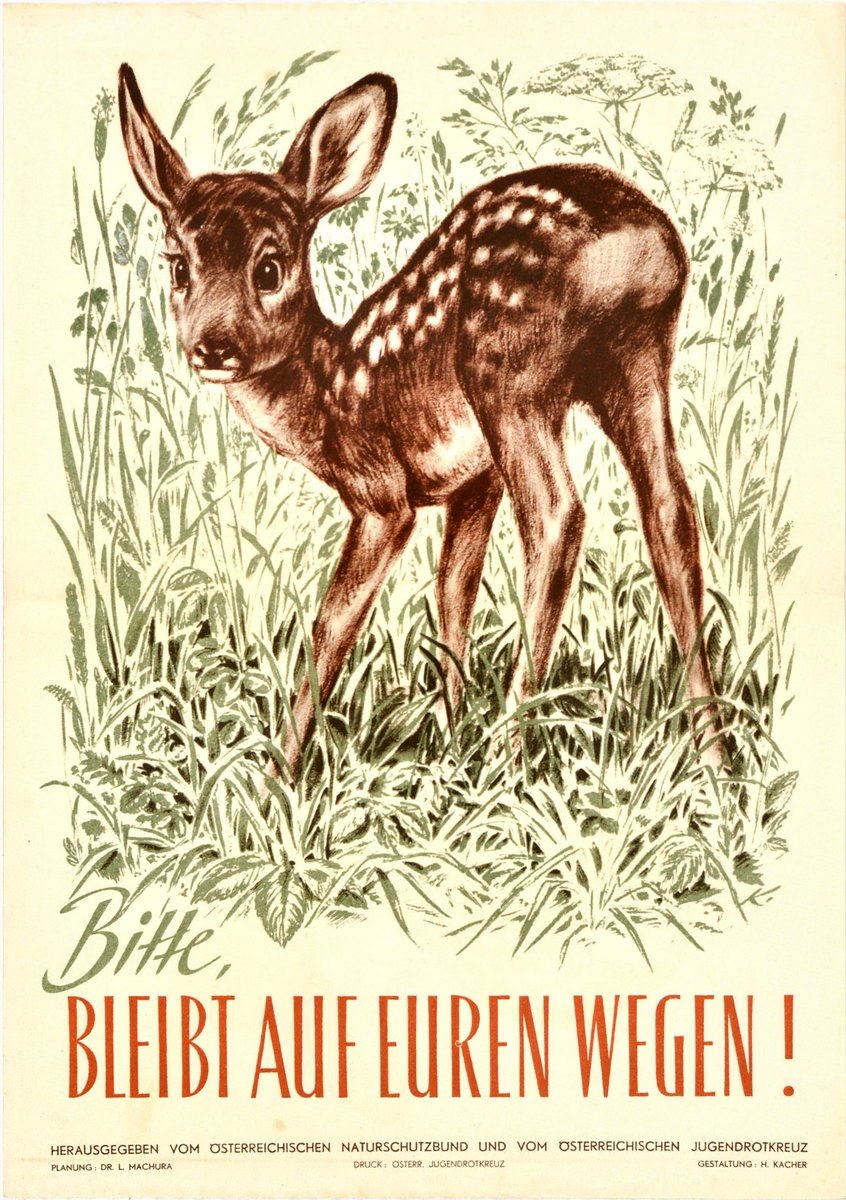 #LotOfTheDay 20 September Sale — view our auction catalogue and bid now at antikbarauctions.com/catalogue/lot/… 

Lot 376: Bitte, bleibt auf euren wegen! (1960s) Please stay on your path! 

#AntikBar #VintagePoster #Deer #Fawn #Nature #Conservation More info and links: antikbar.co.uk/pages/antikbar…