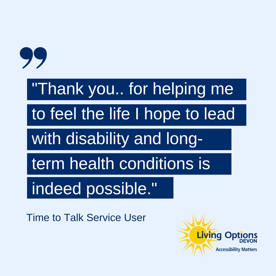 Time to Talk is a telephone and online service offering peer support, information, advice, and guidance to help you connect with other services. It's available for people with disabilities and/or long-term health conditions.

Find out more here: livingoptions.org/projects/time-…