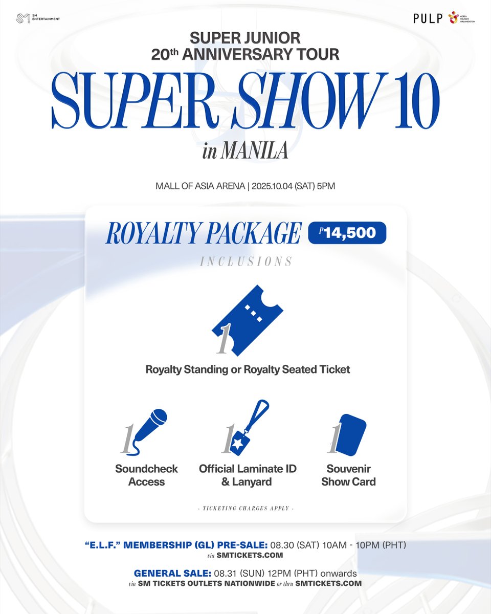 PULP Live World (@pulpliveworld) on Twitter photo We got that feel-good flow in the air, E.L.F.! 🥰 You know why? 💙
🎉 General Sale for SUPER JUNIOR 20th Anniversary TOUR <SUPER SHOW 10> in MANILA opens TODAY at 12PM PHT!
Grab your tickets at any <a href="/smtickets/">SM Tickets</a> outlet or online 👉 smtickets.com/tickets/superj…
Good luck, good luck! We got that feel-good flow in the air, E.L.F.! 🥰 You know why? 💙
🎉 General Sale for SUPER JUNIOR 20th Anniversary TOUR <SUPER SHOW 10> in MANILA opens TODAY at 12PM PHT!
Grab your tickets at any <a href="/smtickets/">SM Tickets</a> outlet or online 👉 smtickets.com/tickets/superj…
Good luck, good luck!