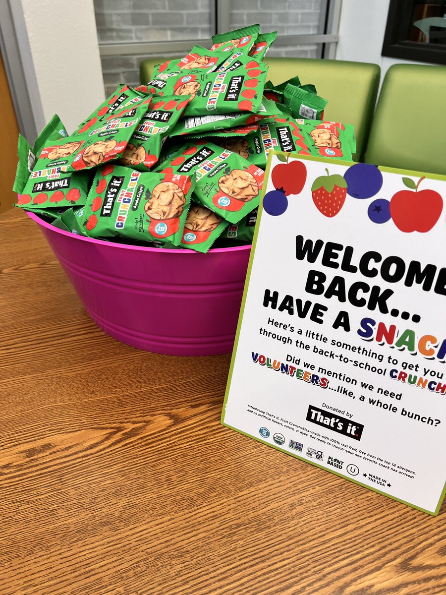 Special Shoutout! 🎉
A big thank you to <a href="/Thatsit/">That's it.®</a> and <a href="/ptotoday/">PTO Today</a> for donating snacks for our volunteer training! We truly appreciate your support!💙