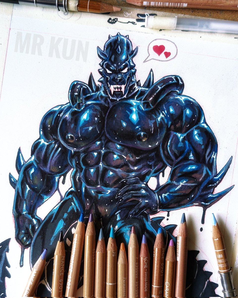 Sticky and shiny Sabertooth-morph 💞  
#xenomorph #muscle #latex #goo