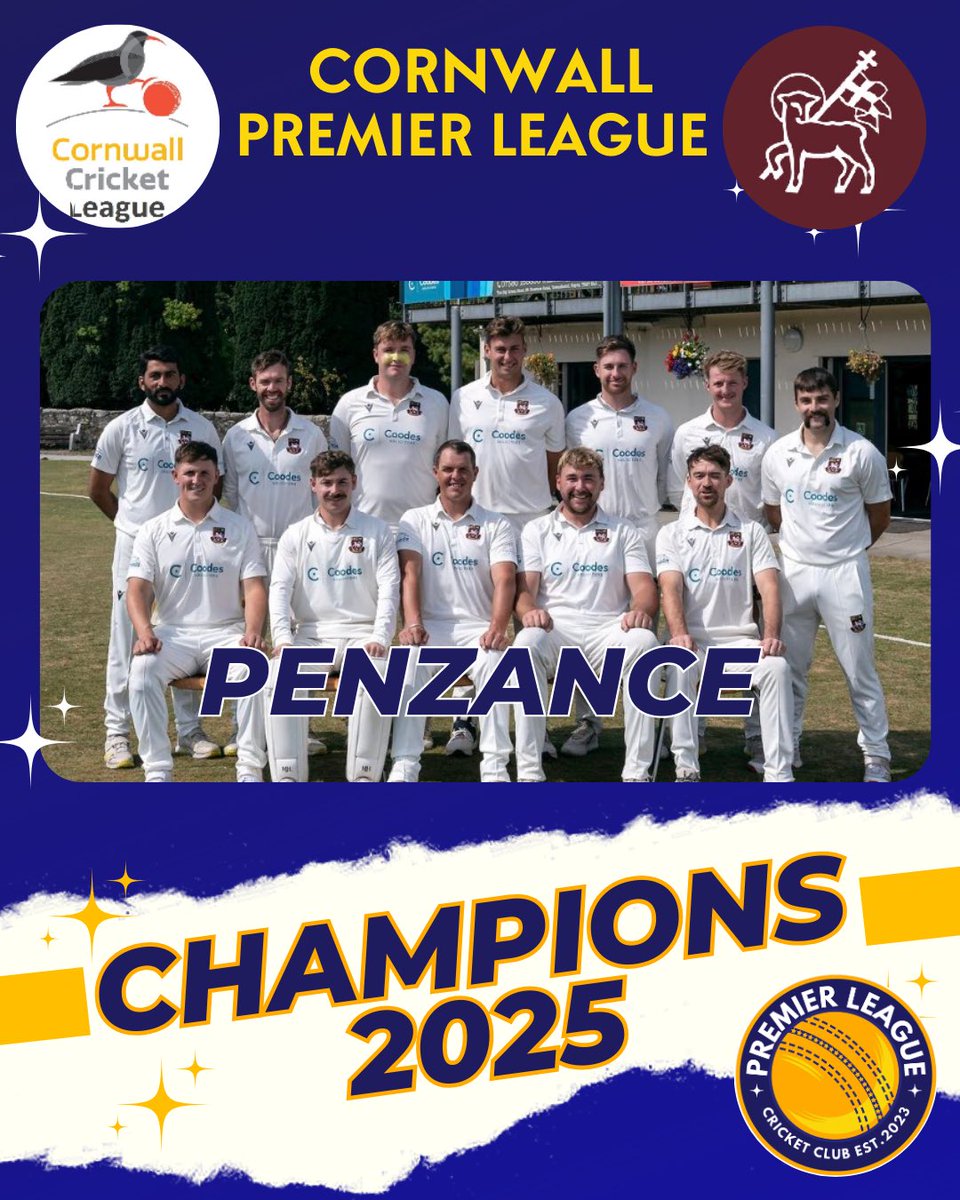 The Premier League Cricket Club β’ (@tplcricketclub) on Twitter photo Congratulations to <a href="/PenzanceCricket/">Penzance Cricket Club</a> on becoming <a href="/cornwall_league/">Cornwall Cricket League</a> Premier League Champions today following their game today being rained off!
Next stop <a href="/HomeOfCricket/">Lord's Cricket Ground</a> for the <a href="/ECB_cricket/">England and Wales Cricket Board</a> National Club Championship Final!
#WeArePremierLeague #ClubCricketFirst Congratulations to <a href="/PenzanceCricket/">Penzance Cricket Club</a> on becoming <a href="/cornwall_league/">Cornwall Cricket League</a> Premier League Champions today following their game today being rained off!
Next stop <a href="/HomeOfCricket/">Lord's Cricket Ground</a> for the <a href="/ECB_cricket/">England and Wales Cricket Board</a> National Club Championship Final!
#WeArePremierLeague #ClubCricketFirst