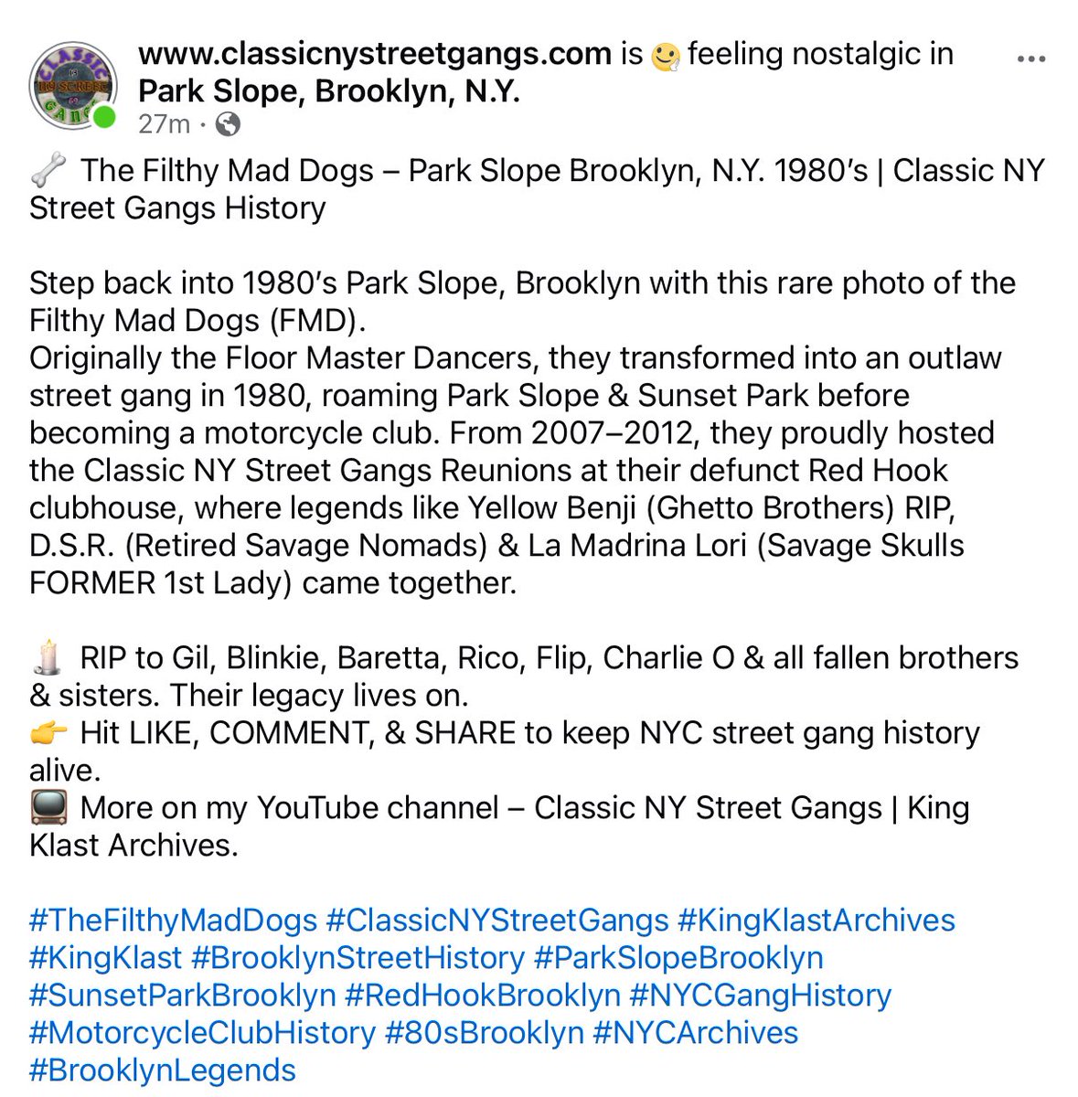 kingklast's tweet image. 🐾 The Filthy Mad Dogs – Park Slope Brooklyn, N.Y. 1980’s | Classic NY Street Gangs History 🦴
#TheFilthyMadDogs #ClassicNYStreetGangs #KingKlastArchives #KingKlast #BrooklynStreetHistory #ParkSlopeBrooklyn #SunsetParkBrooklyn #RedHookBrooklyn #NYCGangHistory