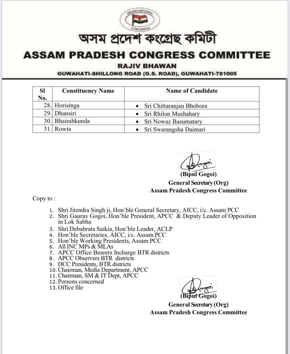 LokPoll's tweet photo. .@INCAssam released a list of candidates for Upcoming Bodoland Territorial Council Elections 2025

#BTCElections #Election2025 #Bodoland #Assam https://t.co/FDWtvTMXHh