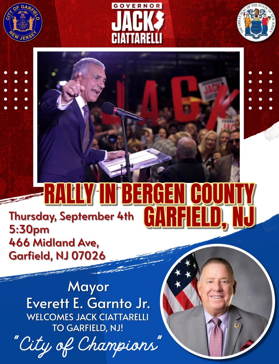 Michael Casey (@michaelcasey_) on Twitter photo 🚨NEW JERSEY
The Democrat mayor of Garfield NJ, a city that has been a longtime Democrat stronghold will be hosting a rally for Republican governor candidate <a href="/Jack4NJ/">Jack Ciattarelli</a> this week.
This would be a MAJOR cross party endorsement for Jack in a city the GOP needs to win 🚨NEW JERSEY
The Democrat mayor of Garfield NJ, a city that has been a longtime Democrat stronghold will be hosting a rally for Republican governor candidate <a href="/Jack4NJ/">Jack Ciattarelli</a> this week.
This would be a MAJOR cross party endorsement for Jack in a city the GOP needs to win