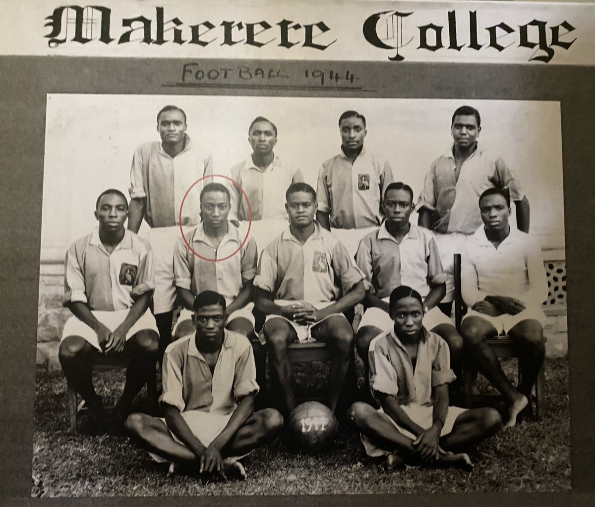 Jim Spire Ssentongo (@spirejim) on Twitter photo Kabaka Muteesa  II on the Makerere College (before it became Makerere University) football lineup in 1944.
Source: Kabaka Muteesa II Museum, Makerere University Kabaka Muteesa  II on the Makerere College (before it became Makerere University) football lineup in 1944.
Source: Kabaka Muteesa II Museum, Makerere University