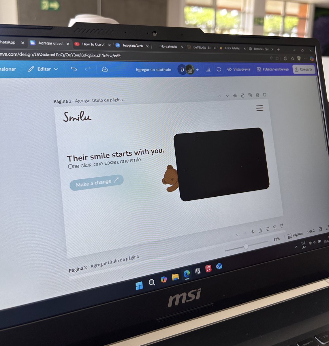 Smilurefi's tweet image. Drafting our landing page, so excited to build this with v0🧸#smilu @vercel @v0 #AlephHackathon