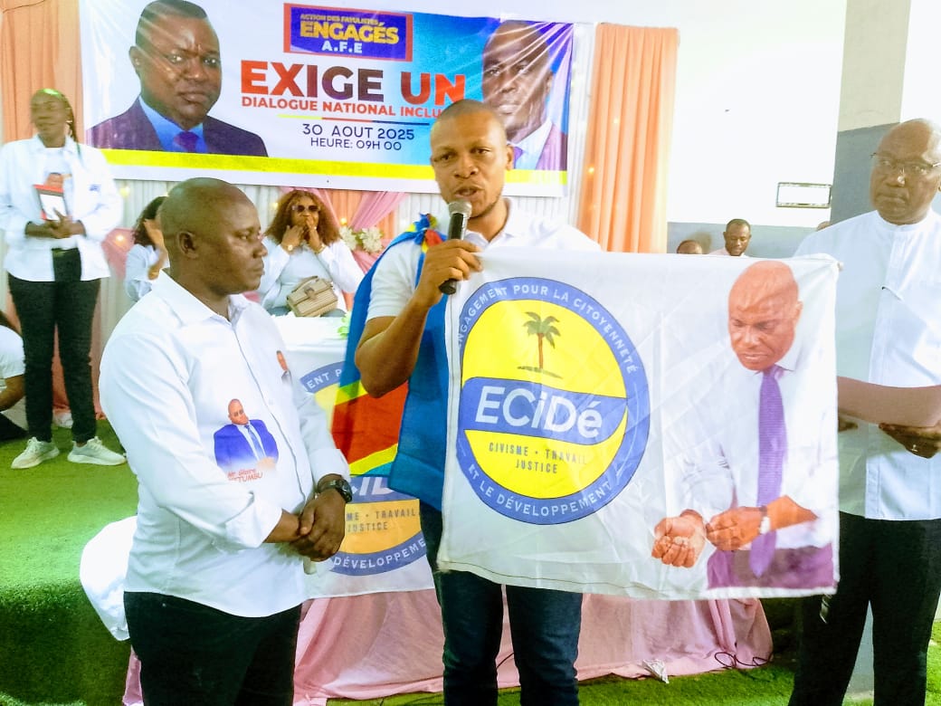 SAMEDI 30 Août 2025

Kinshasa Masina/Tshangu : l'Action des Fayulistes Engagés,une structure Politique a annoncé ,au cour de sa matinée politique leur soutien à la démarche de FAYULU MADIDI d'obtenir un dialogue national inclusif pour résoudre cette situation dramatique du pays.
