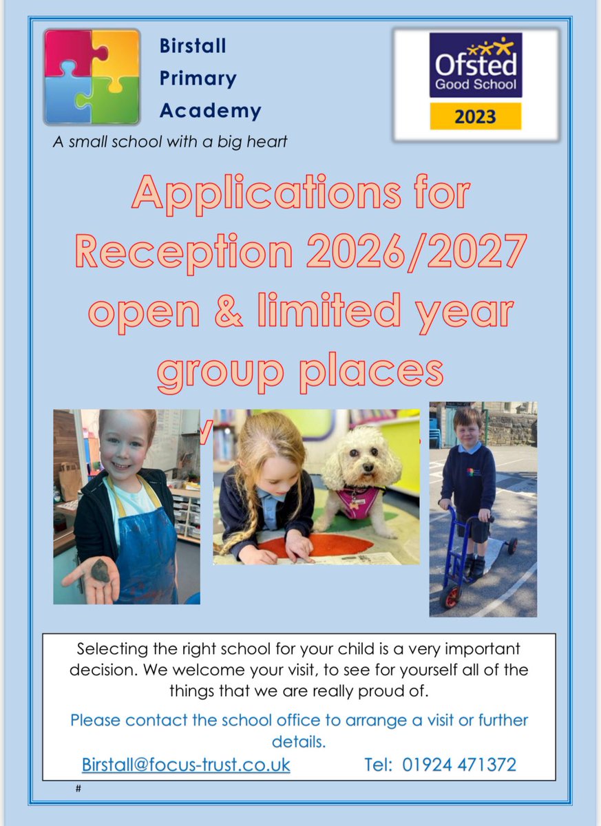 ✨ “Looking for a school where your child is more than just a name on the register? 

Admissions for Rec 26/27 open on 01/09, with limited year group places available for immediate starts. 
 ✨ Apply now at a school where children aren’t numbers — they’re family.
