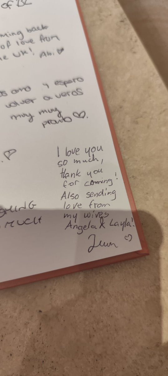 JunnieAndJunjun's tweet image. I made sure my wives had their voices even when stuck in my pocket 🥰

(Purple for JD and the other one for FK, I think you can tell I did FK first and I even forgot letters and had to focus so hard, I was out of it just writing to them haha)