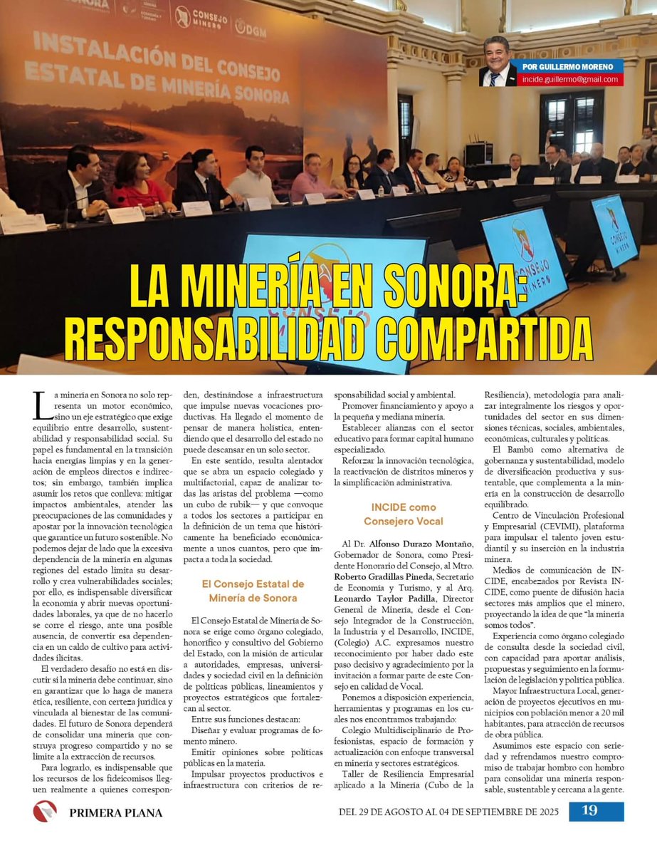 Te comparto nuestro artículo semanal LA MINERÍA EN SONORA: RESPONSABILIDAD COMPARTIDA

Para mejor lectura: tinyurl.com/articulomineria

¿Gustas participar? tinyurl.com/participarmine…

#MINERÍA #SONORA #MEDIOAMBIENTE #BAMBU #RESPONSABILIDAD #CAPACITACIÓN

<a href="/ConsejoINCIDE/">Revista INCIDE</a> <a href="/pplanadigital/">Primera Plana Digital</a>