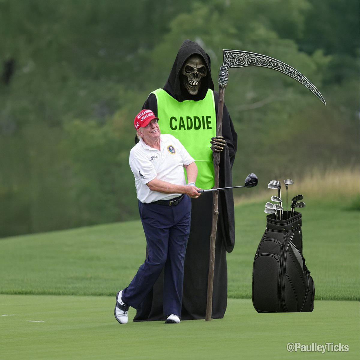 So much for all you libtards spreading the rumor that President Trump died, as he's clearly pictured here today out golfing like a BOSS and healthier than ever!
