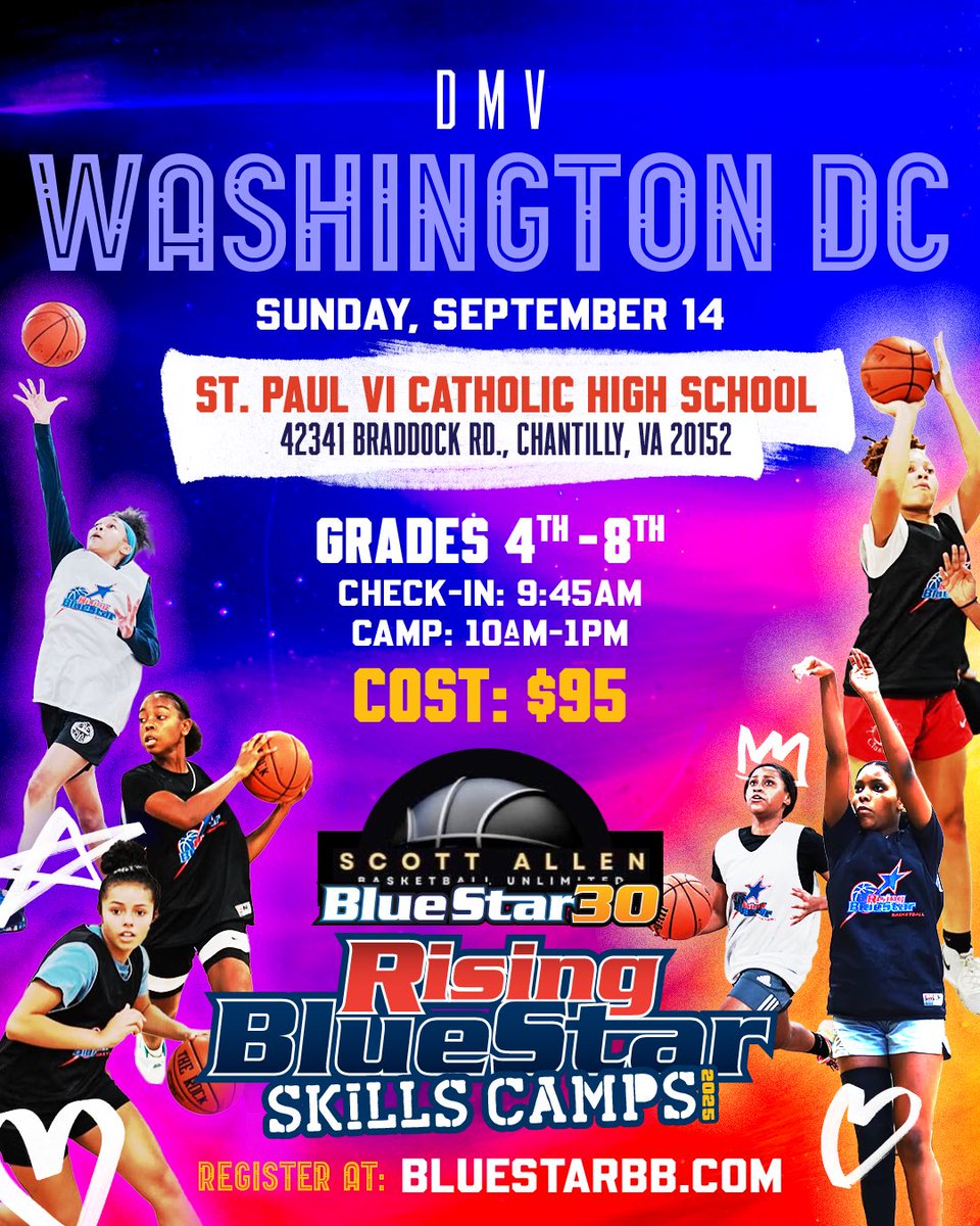 Rising Blue Star (@risingbluestar1) on Twitter photo ๐บ๐ธDMV
๐
Sunday, 9/14
๐ <a href="/PVIGIRLSBBALL/">Paul VI Girls Basketball</a>
๐ bluestarbb.com/events.php
Trying something ๐ with this one, young ballers only! ๐
Every year, <a href="/BlueStar30s/">BlueStar30</a> come thru DC!
<a href="/ScottAllenBBALL/">Scott Allen Basketball Unlimited</a> <a href="/travisponton/">Travis Ponton</a> ๐บ๐ธDMV
๐
Sunday, 9/14
๐ <a href="/PVIGIRLSBBALL/">Paul VI Girls Basketball</a>
๐ bluestarbb.com/events.php
Trying something ๐ with this one, young ballers only! ๐
Every year, <a href="/BlueStar30s/">BlueStar30</a> come thru DC!
<a href="/ScottAllenBBALL/">Scott Allen Basketball Unlimited</a> <a href="/travisponton/">Travis Ponton</a>