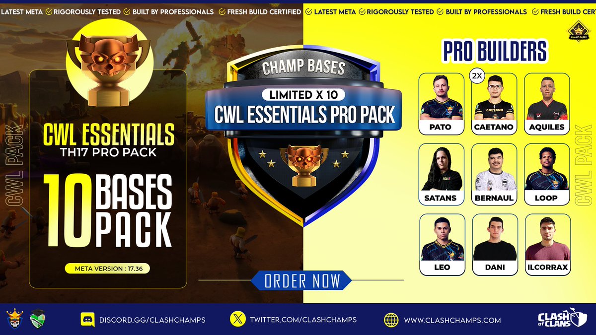 You bring the triples, we’ll stop theirs. That’s how champs win CWL! 😎

🔥 EXTRA CARE CWL PRO BASE PACKS | Double-tested by CHAMP builders (Limited Stock)

🔗 CWL Essentials | clashchamps.com/product/cwl-es…
🔗 CWL Essentials Mini | clashchamps.com/product/cwl-es…