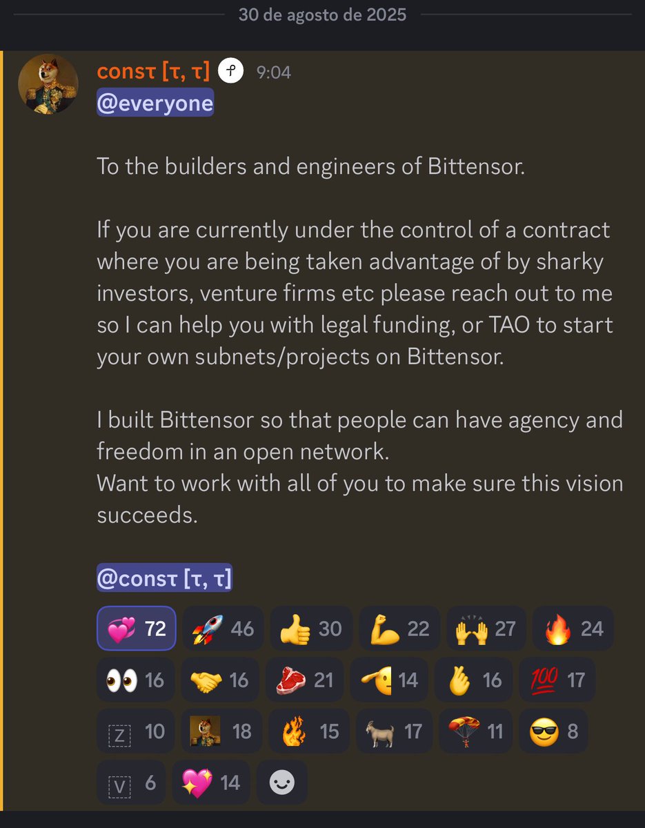 A reminder that Bittensor was built for freedom!!! $TAO  👏🏻👏🏻👏🏻👏🏻 <a href="/const_reborn/">const</a>