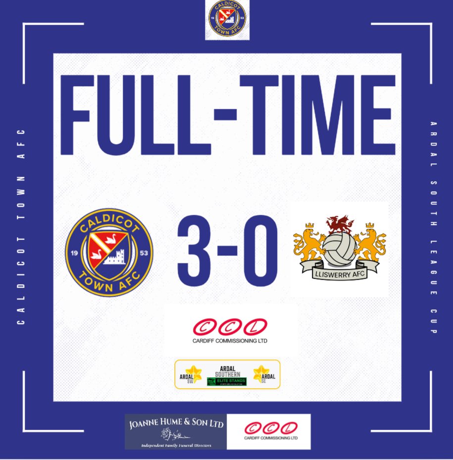 CaldicotTownAFC's tweet photo. INTO THE NEXT ROUND 🏆

@CaldicotTownAFC 3-0 @LliswerryFC 

Another three nil win at Jubilee Way in the cup as we progress to the next round of the Ardal South League Cup! 

Cole Greenhaf and Jake Davies both on the mark today. 💙

#CTAFC https://t.co/TwZF3957Tz