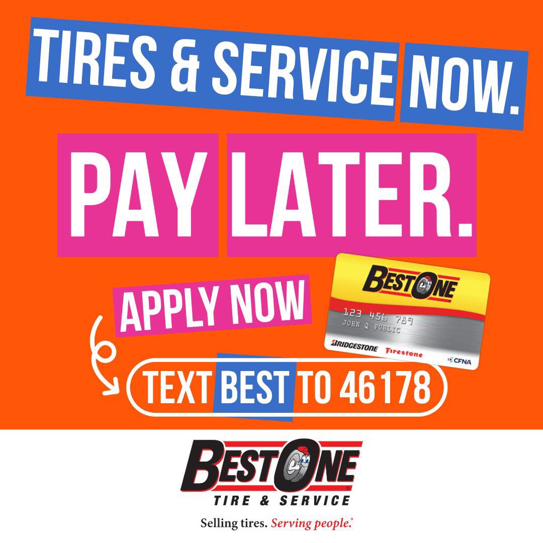 Best1Indy's tweet image. 🎉Tires and service now.
🙌Pay later.

The Best-One credit card gives you the financial flexibility to get the tires and service you need now.

Apply now 💳 bestonetire.com/best-one-tire-…

#wearebestone #tires #autoservice