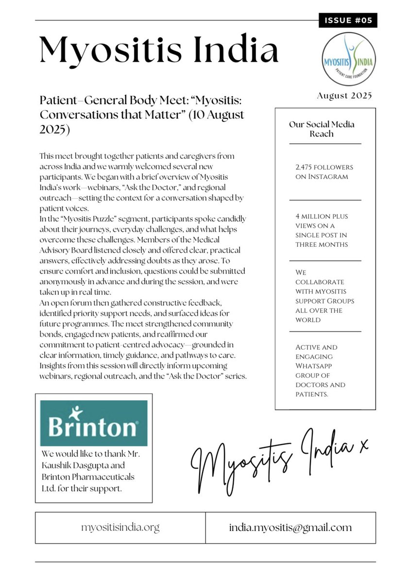 Myositis_India's tweet image. Our quarterly newsletter is out!

#MedTwitter #myostis #doctor