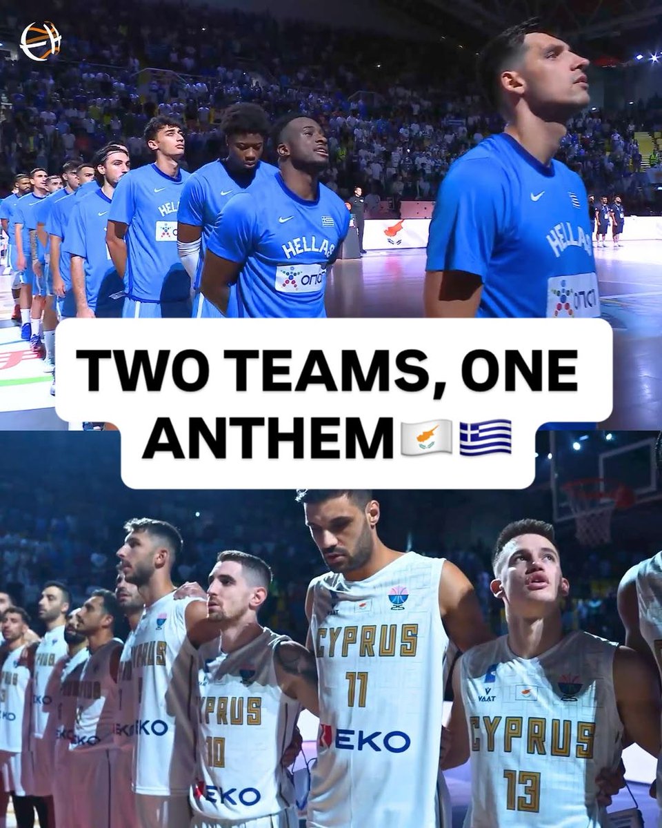 🇬🇷🇨🇾A unique moment, Greeks and Cypriots signing their national anthem TOGETHER! #Eurobasket