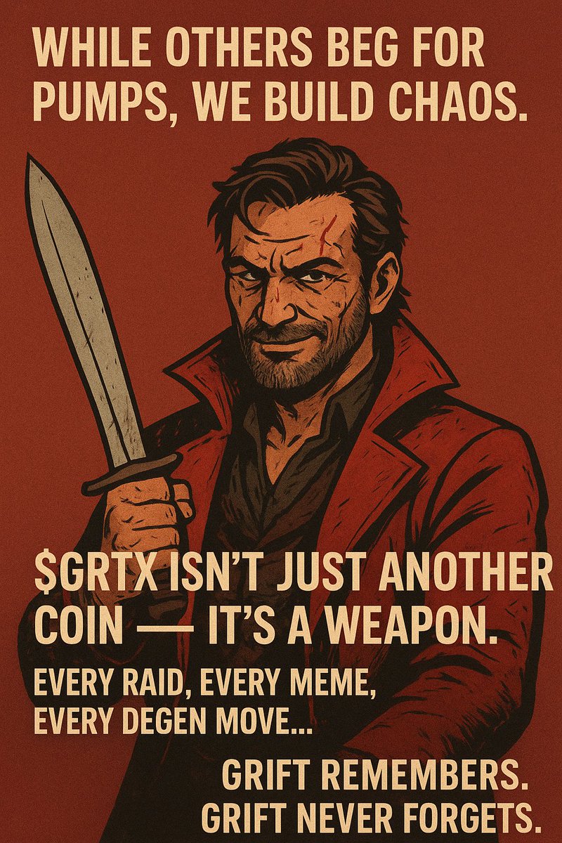 KATIE (@katiekkati) on Twitter photo While others beg for pumps, we build chaos. 🌀
$GRTX isn’t just another coin — it’s a weapon.
Every raid, every meme, every degen move…
Grift remembers. Grift never forgets. ⚔️🚀”
<a href="/CoinGrift23000/">McGriftCoin</a> While others beg for pumps, we build chaos. 🌀
$GRTX isn’t just another coin — it’s a weapon.
Every raid, every meme, every degen move…
Grift remembers. Grift never forgets. ⚔️🚀”
<a href="/CoinGrift23000/">McGriftCoin</a>