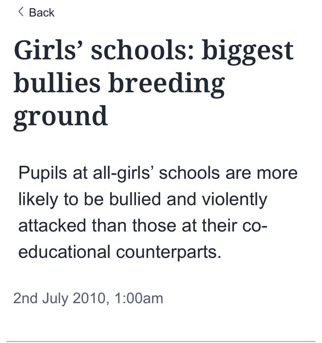 "Las mujeres viviríamos mejor en un mundo sin hombres"
ya...
En los colegios solo de chicas, estas sufren mas Bullying y problemas en general que las chicas en los colegios mixtos.
Los espacios femeninos son más problemáticos para las mujeres. 
Menos mal que están los hombres ;P