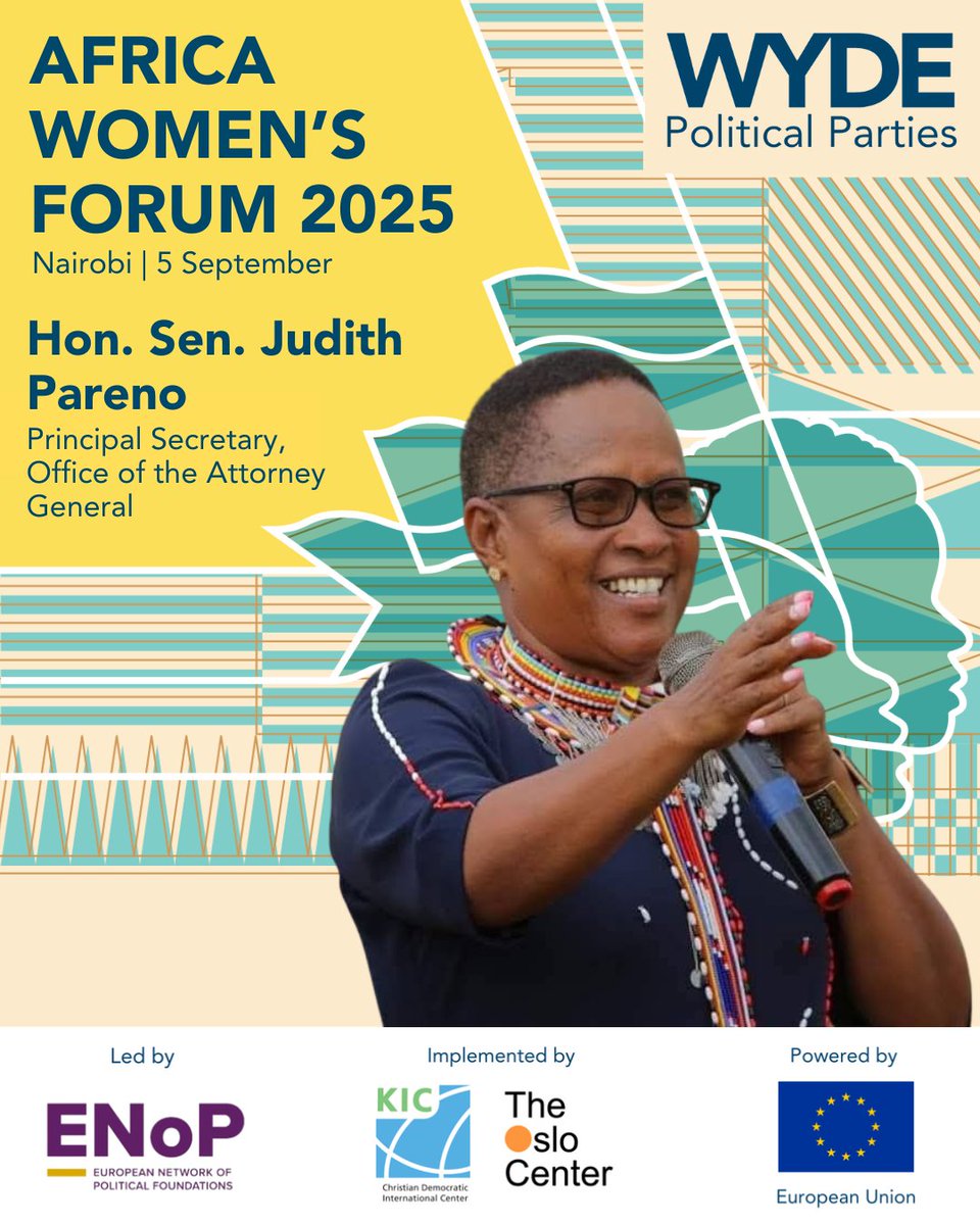 We are excited to have the #Kenya Principal Secretary for the State Department for Justice, Human Rights, and Constitutional Affairs, Hon. Judith Pareno, join us at the #AfricaWomensForum. 
 
📺 Join the live webinar this Friday, 5 September: oslocenter.no/event/africawo…