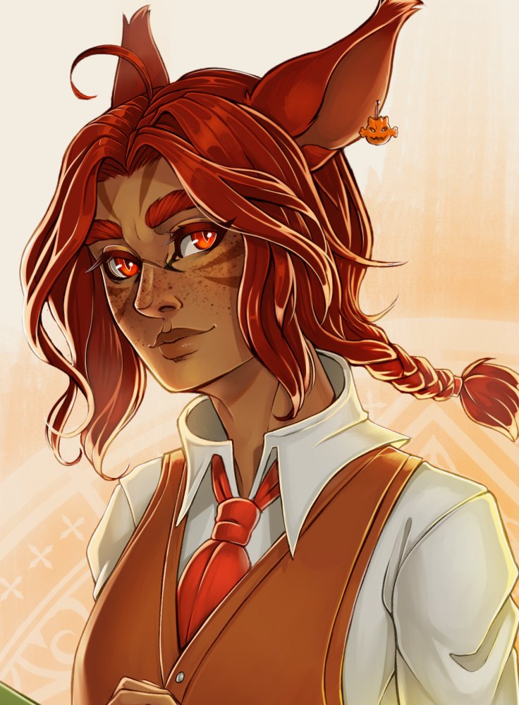 OtteAndCoFFXIV's tweet photo. Drawing the nerdy cat standing and holding a Book is a bi-annual tradition now. 

#FFXIV #FFXIVArt #Miqote #DigitalArt #DigitalIllustration https://t.co/kR8FVS3YSn