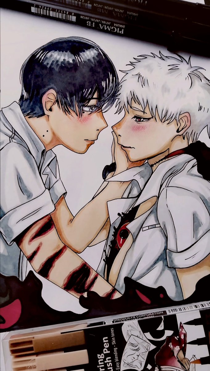 alexmcc_97's tweet image. Work in progress ~
I&apos;m so happy with this Yoshikaru fan art 🥰 I wish I had more time to work on it today🖤🤍

#TSHD #TheSummerHikaruDied