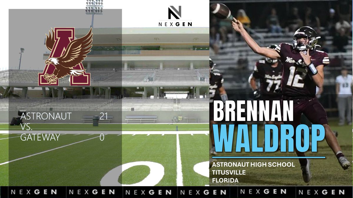 Friday night lights from Florida..
2026 QB Brennan Waldrop <a href="/BrennanWaldrop/">Brennan Waldrop 2026</a> &amp; Astronaut HS <a href="/WarEagle_FB/">Astronaut Football</a> defeat Gateway on the road 21-0