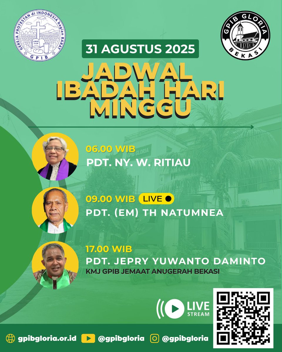 Jadwal Ibadah Hari Minggu 31 Agustus 2025