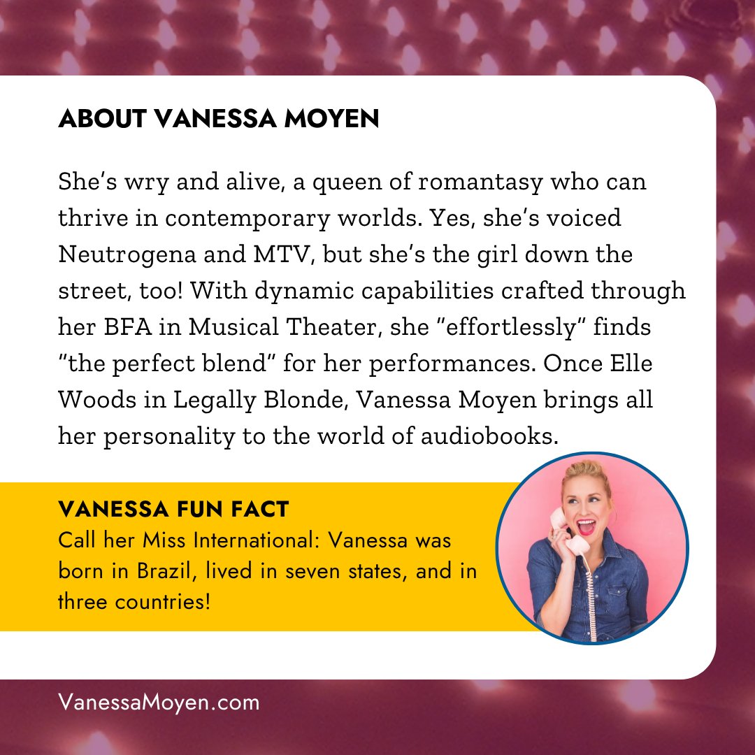 PANApplause celebrates Vanessa Moyen!
vanessamoyen.com!

Attention All PANA members:
We would love to spotlight YOU! 
Go2: bit.ly/panapplause
PANApplause is proudly sponsored by <a href="/AethonBooks/">Aethon Books</a>: "Science Fiction and Fantasy at its best"
#audiobooks #narrator