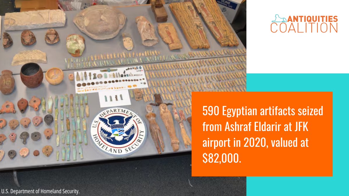 Last week, Ashraf Eldarir was sentenced to prison on 4 counts of antiquities smuggling. The investigation tells an all too familiar story: looters-on-call, forged provenance documents, blockbuster auction houses, and major museums.

💼The Full Story: ow.ly/zCjw50WNR8E