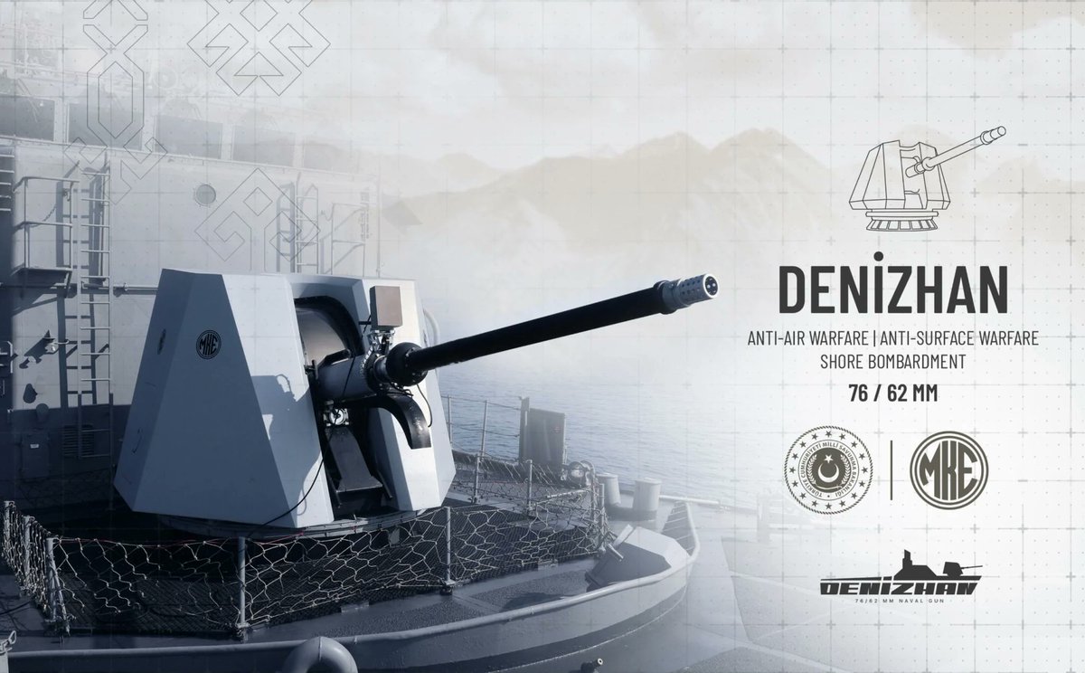 TurkishCentury's tweet image. 💥 Supporting #antiaircraft, #antiship and shore #bombardment rounds, MKE's #Denizhan 76/62 mm naval gun is quickly becoming a weapon of choice on the most advanced #TurkishNavy and allied ships. 🇹🇷