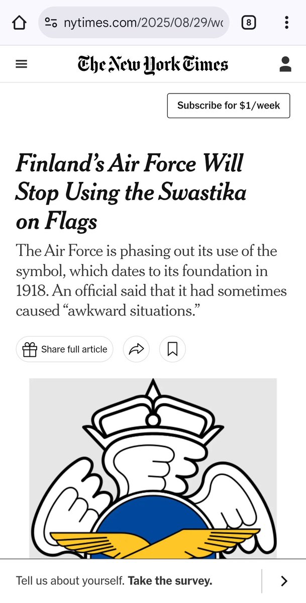 About time. Interesting they used swastika in 1918 before Nazis. It's use was anticommunist by a rich Finnish Nazi.  They also said they were going to stop using it in 2020. Seems like they just dont want to stop flying swastikas to me.