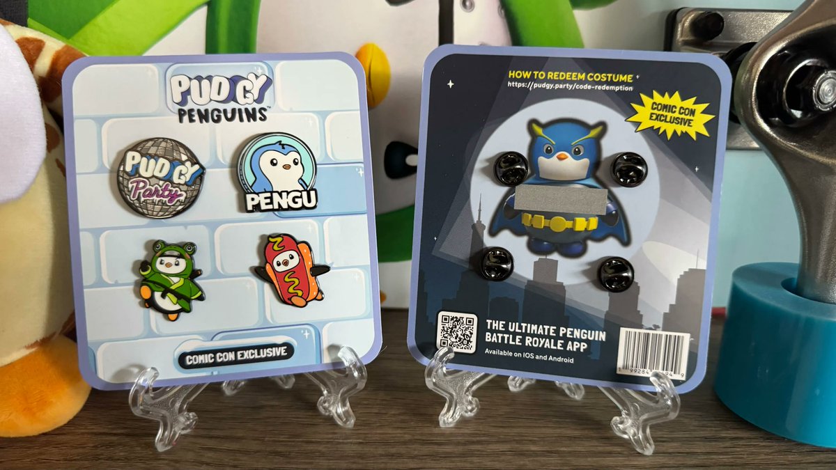 Pudgy Penguins (@pudgypenguins) on Twitter photo Say something nice about <a href="/PlayPudgyParty/">Pudgy Party</a> and you might win a pack of our Comic Con pins.
Each pack comes with a redemption code for an exclusive in-game costume 👀 Say something nice about <a href="/PlayPudgyParty/">Pudgy Party</a> and you might win a pack of our Comic Con pins.
Each pack comes with a redemption code for an exclusive in-game costume 👀