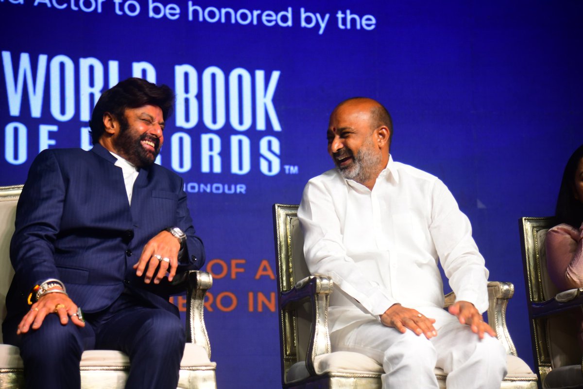 bandisanjay_bjp's tweet image. Attended the felicitation of Shri Nandamuri Balakrishna garu on his World Book of Records honour, along with Andhra Pradesh Minister Shri @naralokesh garu. 

The recognition is not just personal - it’s a proud moment for all Telugu people.

A little joy was to be seated between…