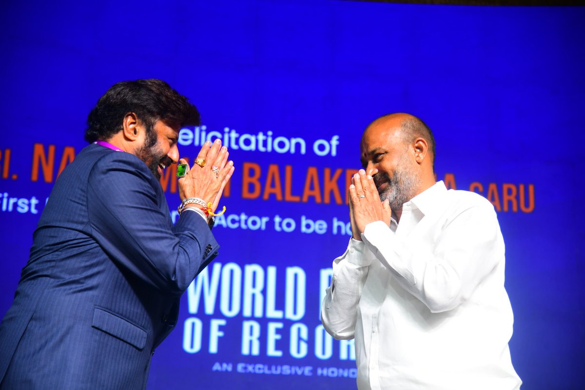 bandisanjay_bjp's tweet image. Attended the felicitation of Shri Nandamuri Balakrishna garu on his World Book of Records honour, along with Andhra Pradesh Minister Shri @naralokesh garu. 

The recognition is not just personal - it’s a proud moment for all Telugu people.

A little joy was to be seated between…