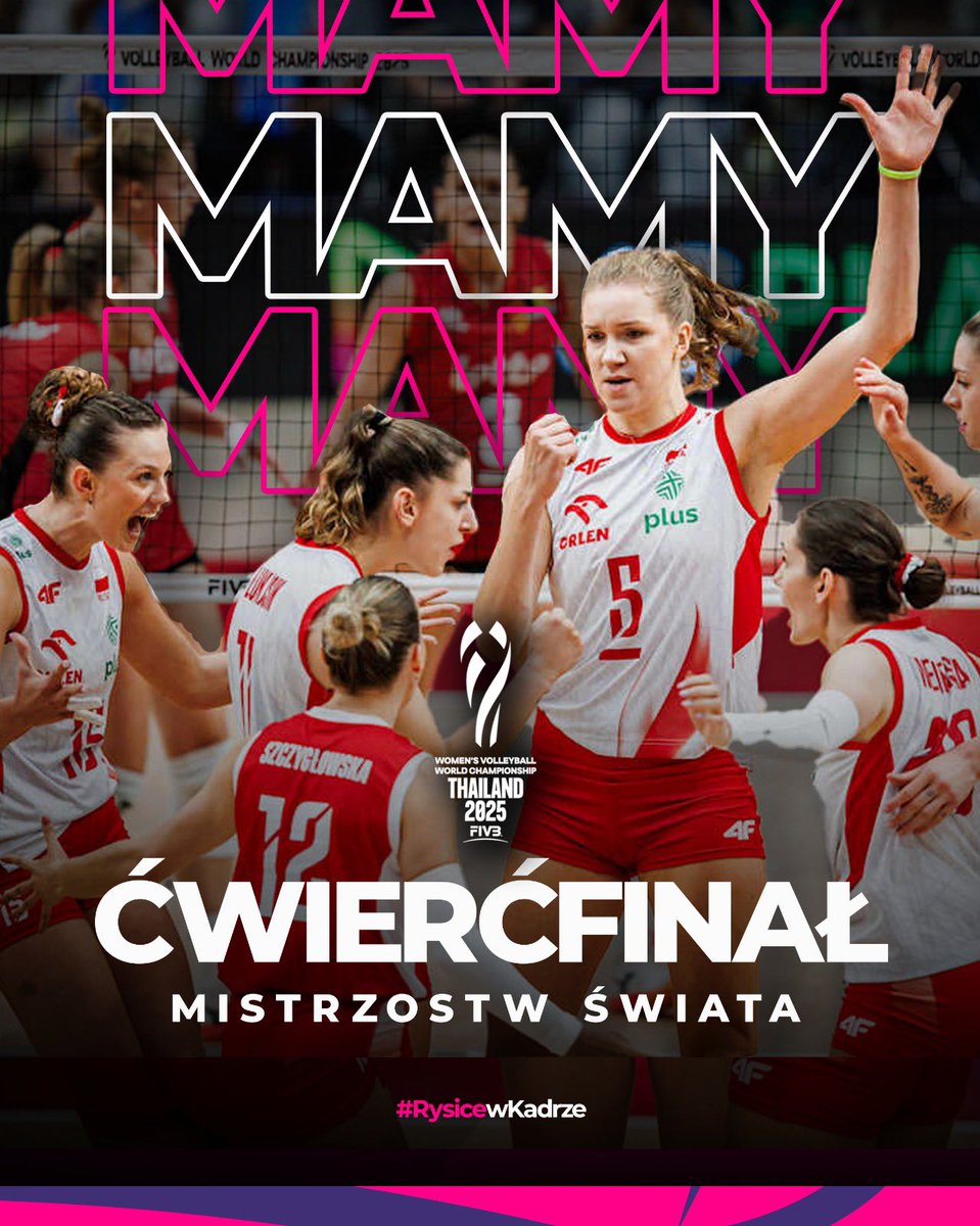 Polska w ćwierćfinale Mistrzostw Świata! 🔥🔥🔥
Co za emocje i walka do samego końca… Brawo dziewczyny! ❗️

🇵🇱 Polska 3️⃣:2️⃣ Belgia 🇧🇪
#Polska #Siatkowka #Volleyball
