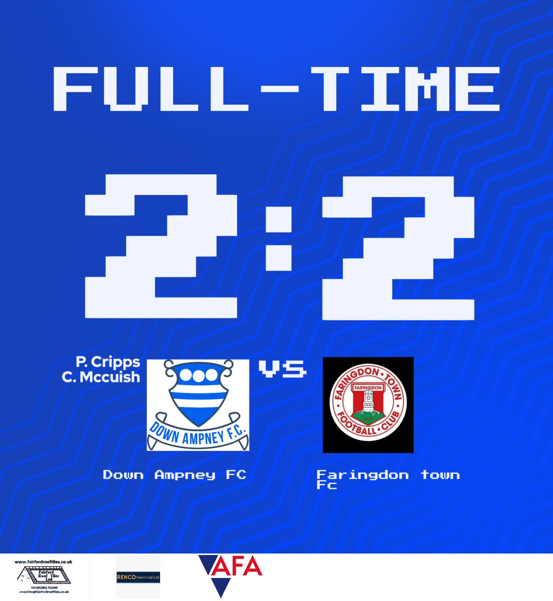 Down Ampney FC (@officialdafc1) on Twitter photo Full time at ampney, after being 1-0 down at half time, and 2-1 up with 25 to go, the points are shared in the end 🤝
<a href="/faringdontownfc/">Faringdon Town FC</a> <a href="/WiltsLeague/">Wiltshire Senior League</a> Full time at ampney, after being 1-0 down at half time, and 2-1 up with 25 to go, the points are shared in the end 🤝
<a href="/faringdontownfc/">Faringdon Town FC</a> <a href="/WiltsLeague/">Wiltshire Senior League</a>