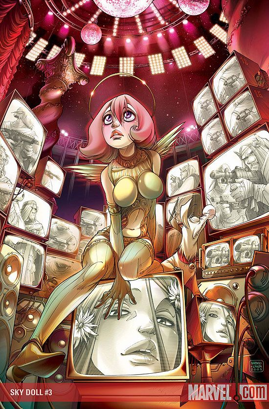 I know #KnightsofGuinevere is supposed to be Barbie/Disney corporate satire (based on what we have of it), but also, aesthetic-wise, it feels inspired by Barbucci's Sky Doll to me.