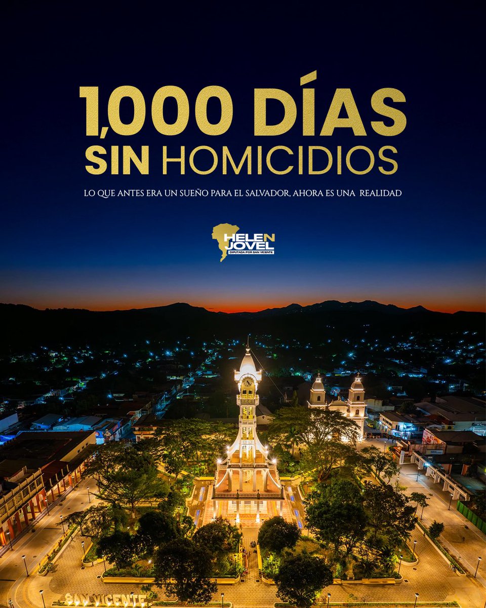 HelenJovelSV's tweet photo. Gracias a Dios y al liderazgo del presidente @nayibbukele hoy son 1,000 días sin homicidios en nuestro país. 

Para quienes perdimos a seres queridos por la violencia de pandilleros terroristas, este logro significa esperanza, paz y seguridad, pero sobretodo la certeza de que nunca más, una familia debe pasar por el dolor, angustia y sufrimiento que algunos de nosotros vivimos.

Lo que antes era un sueño para El Salvador, ahora es una realidad: vivir seguros y tranquilos 🇸🇻