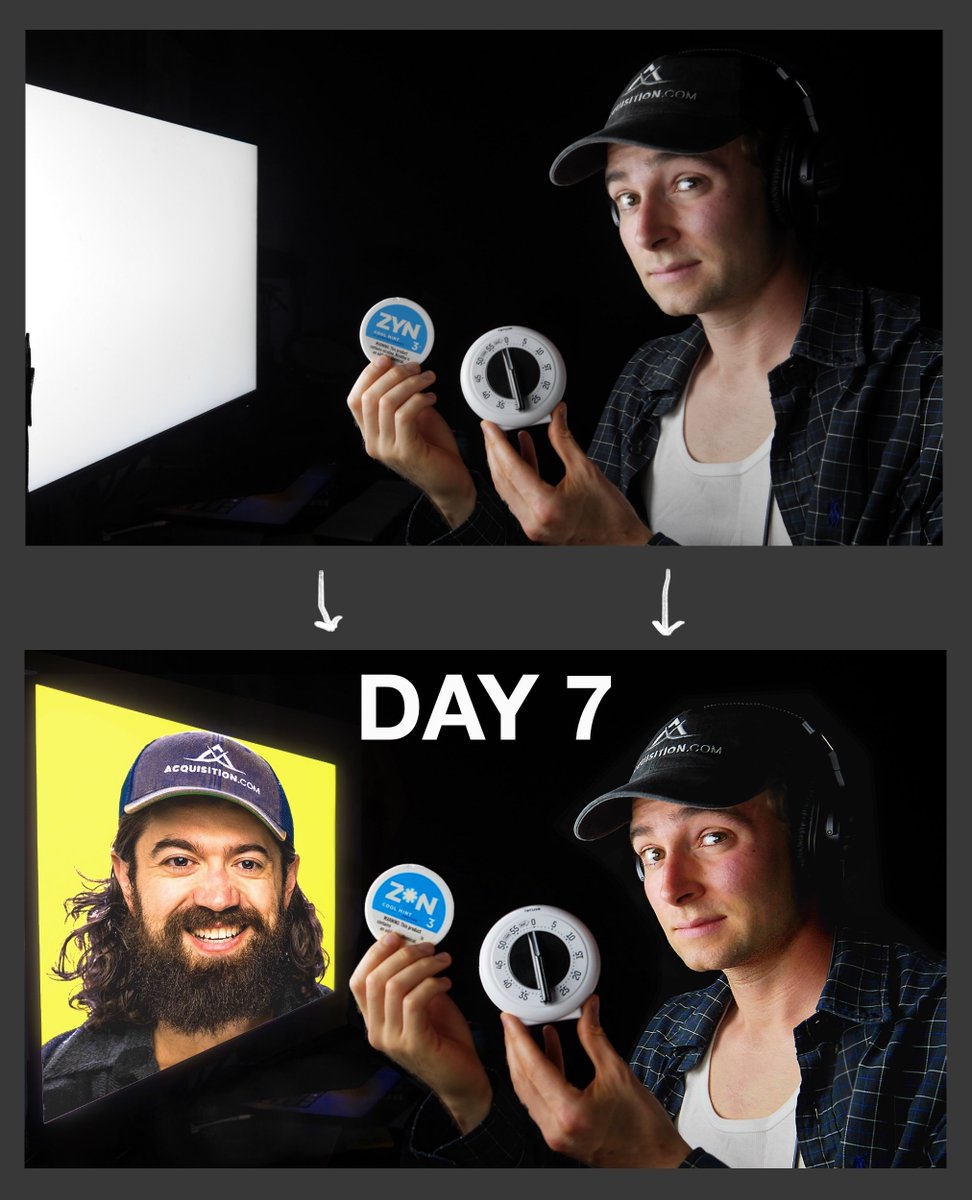 original photo vs final thumbnail - thoughts?
video: "I Tried Alex Hormozi's $100M Routine"