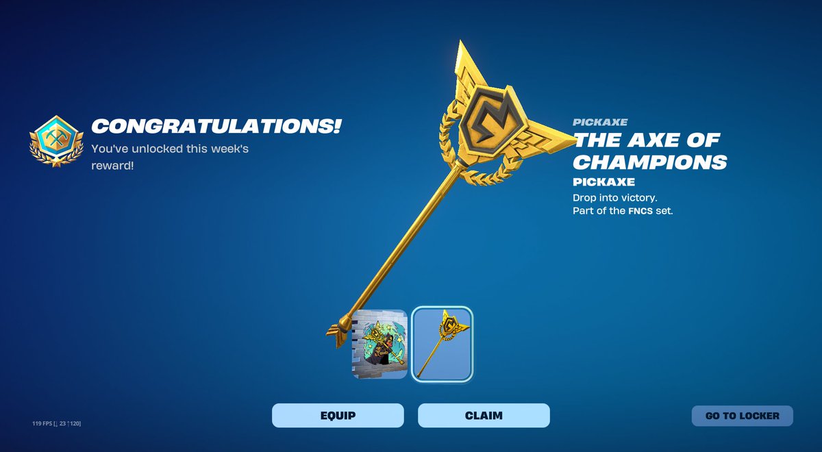 secured the goty Pickaxe  Lets goooooo 🏆