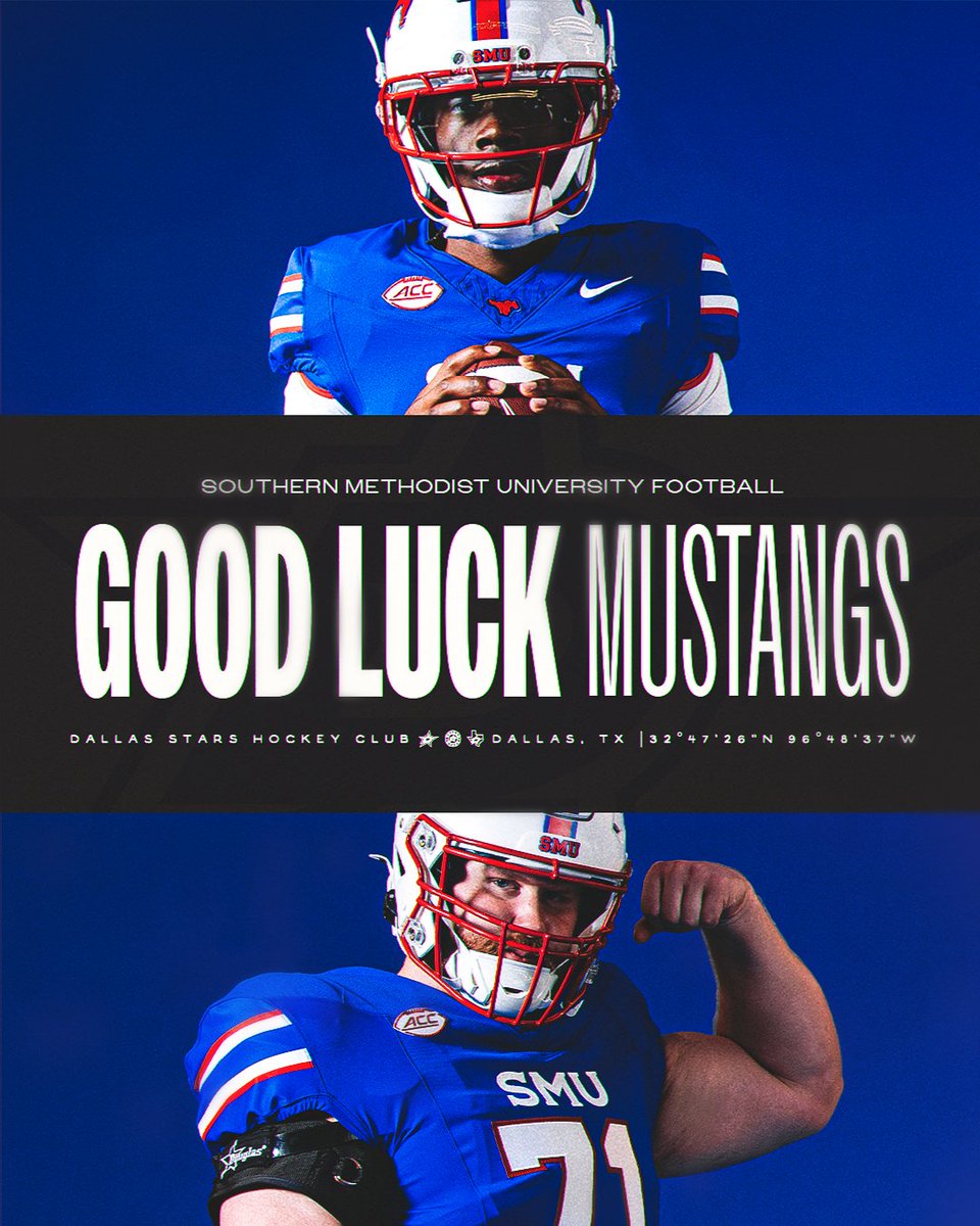 X - Dallas Stars (@dallasstars) on Twitter photo Dallas' team is ready to run it back 🔵🔴
Good luck to <a href="/SMUFB/">SMU Football</a> and all of <a href="/SMUMustangs/">SMU Athletics</a> this season!
#GoMustangs x #TexasHockey Dallas' team is ready to run it back 🔵🔴
Good luck to <a href="/SMUFB/">SMU Football</a> and all of <a href="/SMUMustangs/">SMU Athletics</a> this season!
#GoMustangs x #TexasHockey