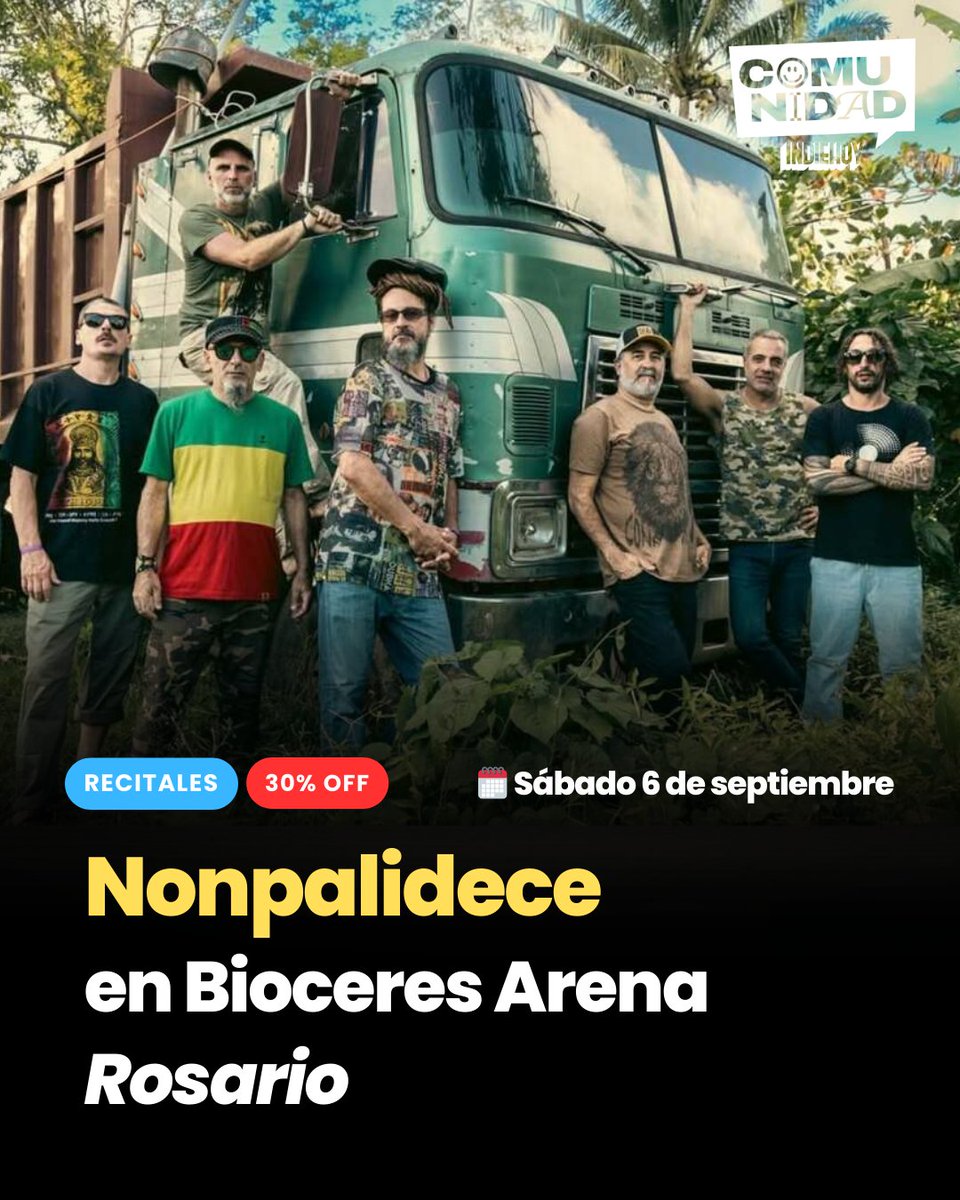 🎟️ 30% de descuento para ver a Nonpalidece en Bioceres Arena (Rosario).

👉 La banda llega a la cuna de la bandera con su gira "Celebración" en la que repasan todos sus grandes éxitos.

🔗 Suscribite y pedí tu beneficio: indiehoy.com/comunidad/