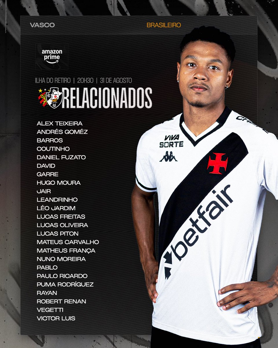 📋 Os Relacionados do Vasco da Gama para a viagem rumo a Recife ✈️

Boletim médico: 

Tchê Tchê: apresenta melhora importante dos sintomas, possibilitando evolução da reabilitação.

Paulinho: segue tratamento com a fisioterapia com relatos de melhoras do quadro álgico lombar.