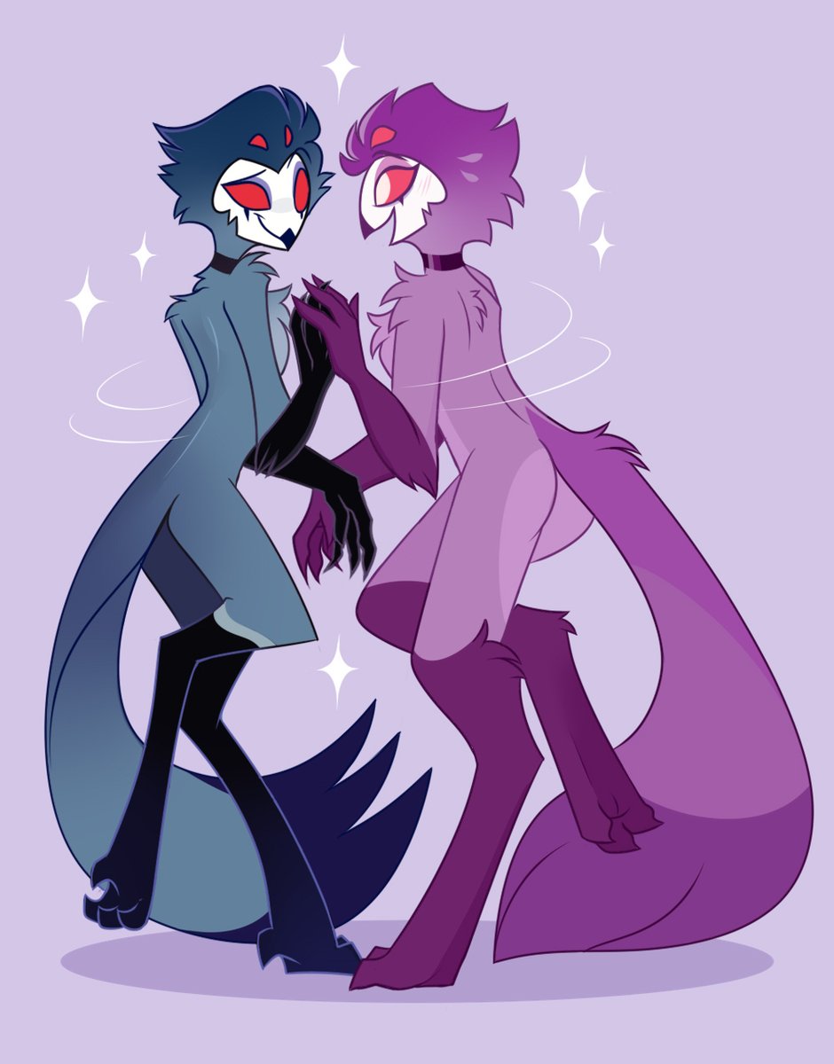Trying to save myself from depression by drawing.I don't have the energy for comics right now but I got the silly idea of canon Stolas dancing with my stylized Stolas🦉💞🦉
#HelluvaBoss #Stolas