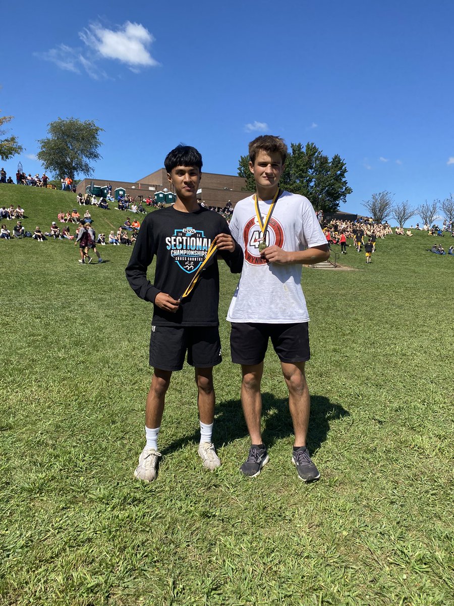 XCRedHawk's tweet photo. Penn Hokem Karem - 1st pair overall leading Goshen boys to a 2nd place!  Way to go Dorian and Levi and the rest of the guys! https://t.co/ixsaeOy8k2
